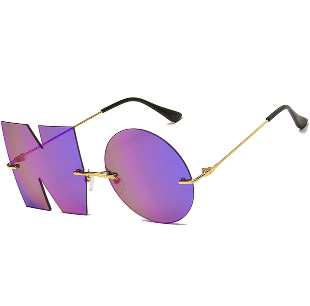 " NO " Rimless Statement Sunglasses