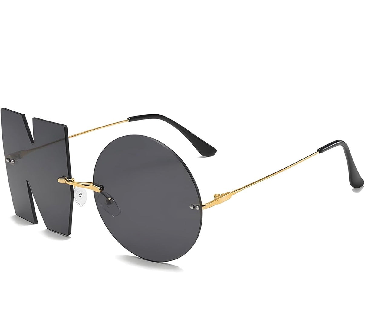 " NO " Rimless Statement Sunglasses