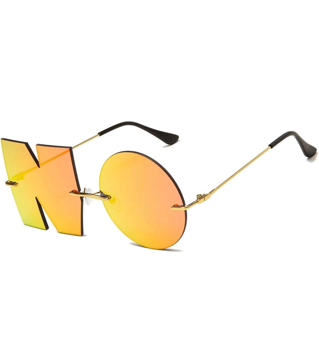 " NO " Rimless Statement Sunglasses