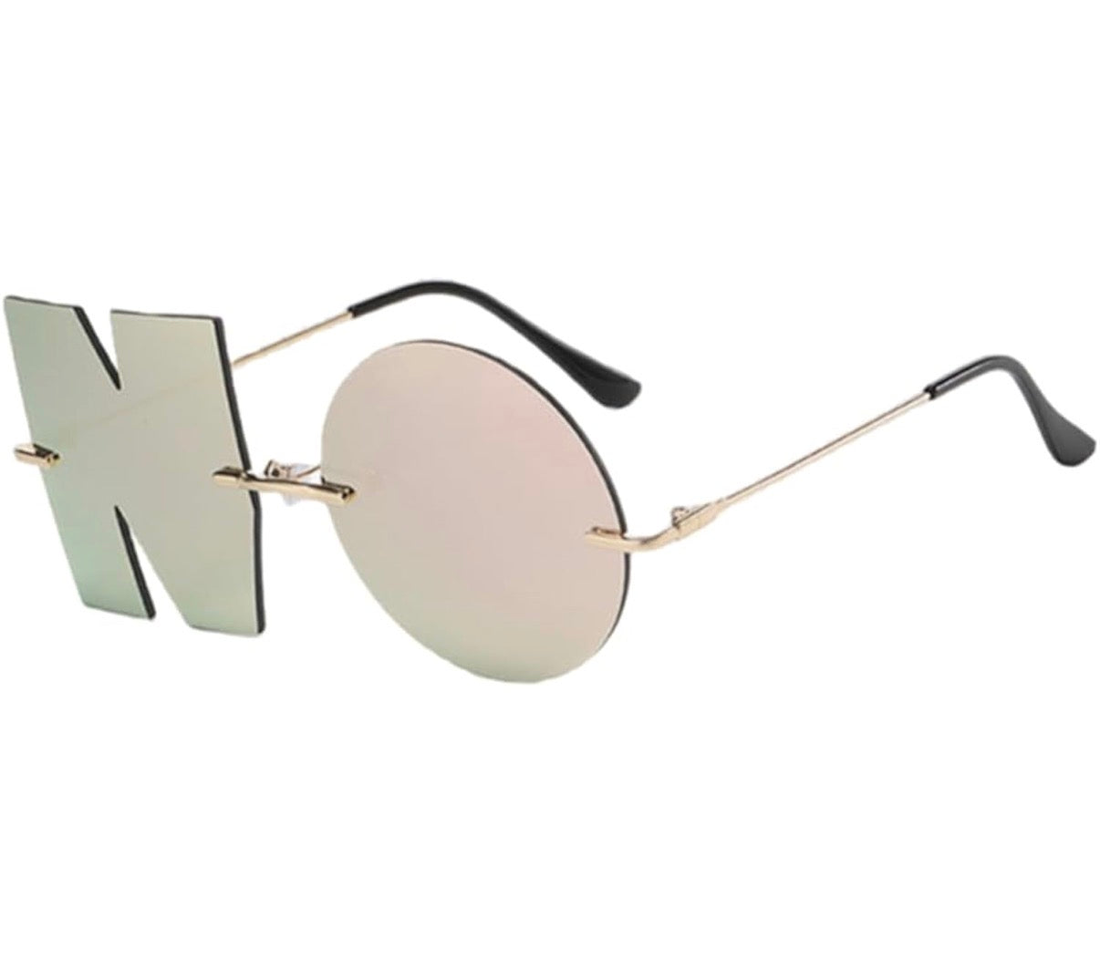 " NO " Rimless Statement Sunglasses