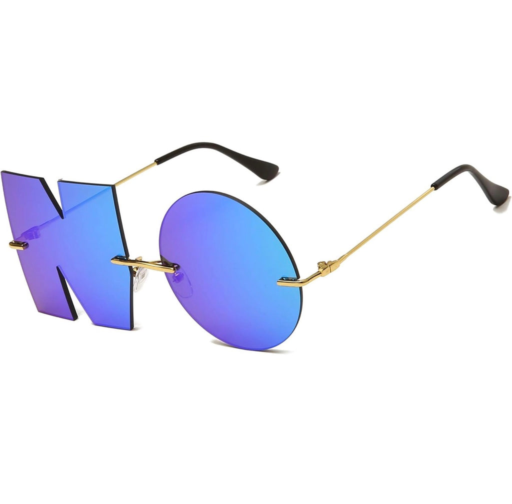 " NO " Rimless Statement Sunglasses