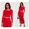 Long Sleeve Crop Top / Skirt Set ❤️